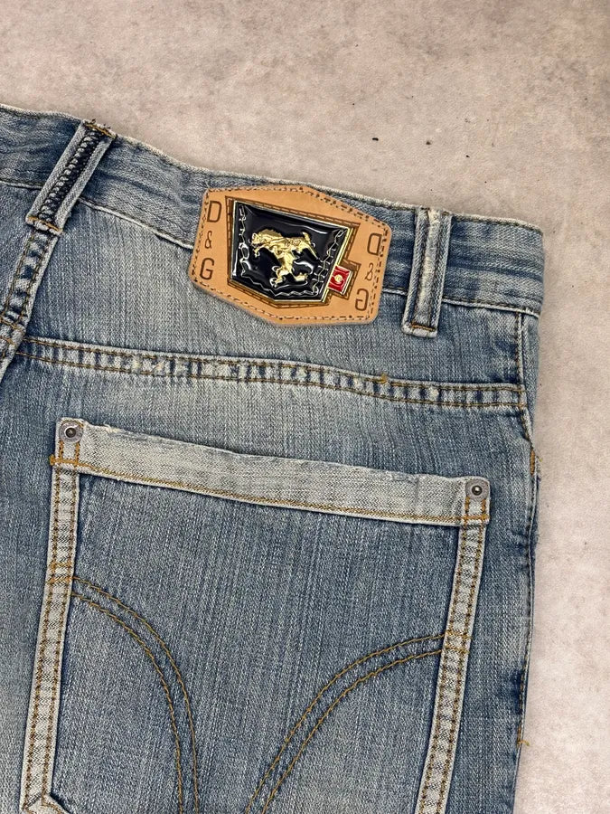 SS2006 Dolce & Gabbana Light Blue Denim Distressed Jeans nJLNJWU 8