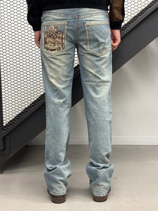 SS2006 Dolce & Gabbana Light Blue Denim Distressed Jeans nJLNJWU 4