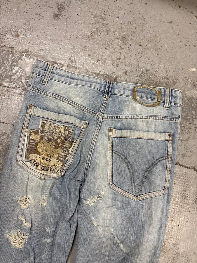 SS2006 Dolce & Gabbana Light Blue Denim Distressed Jeans nAZSMQn 6