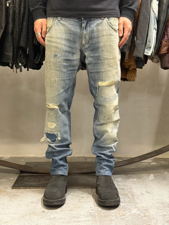 2000s Dolce & Gabbana Light Blue Denim Distressed Jeans gCwvIIV 0