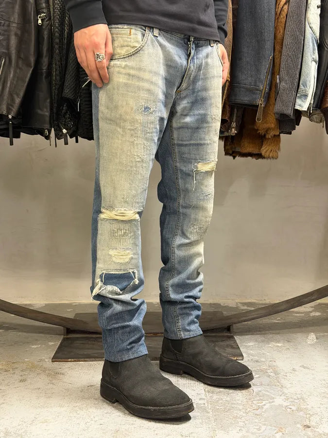 2000s Dolce & Gabbana Light Blue Denim Distressed Jeans gCwvIIV 2