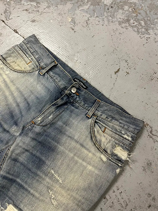 2000s Dolce & Gabbana Light Blue Denim Distressed Jeans gCwvIIV 5