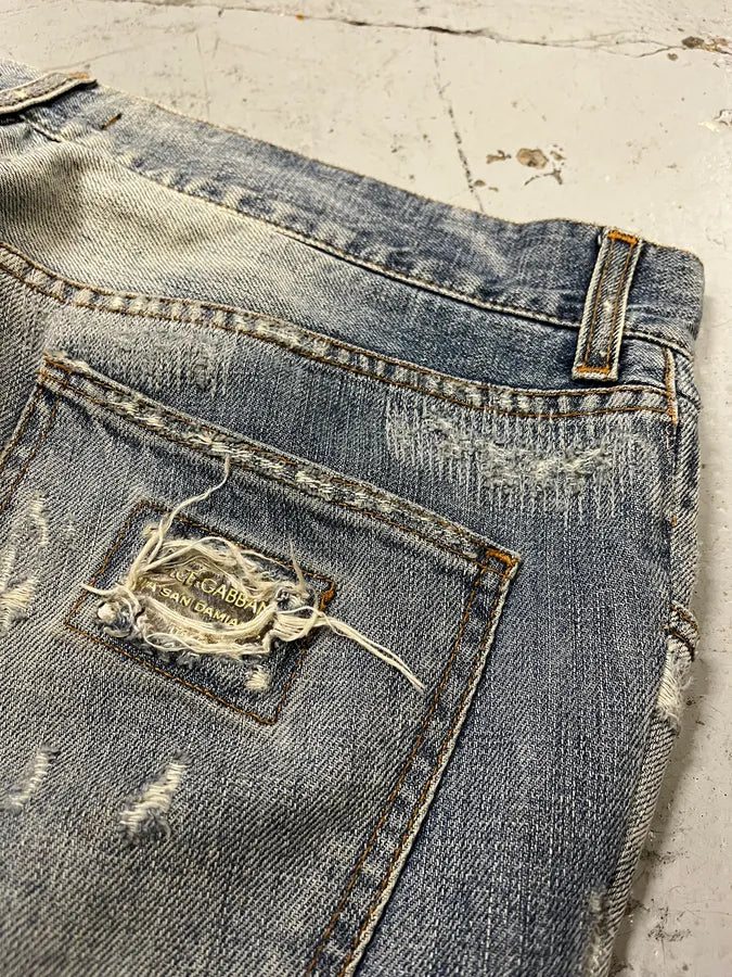 2000s Dolce & Gabbana Light Blue Denim Distressed Jeans gCwvIIV 8