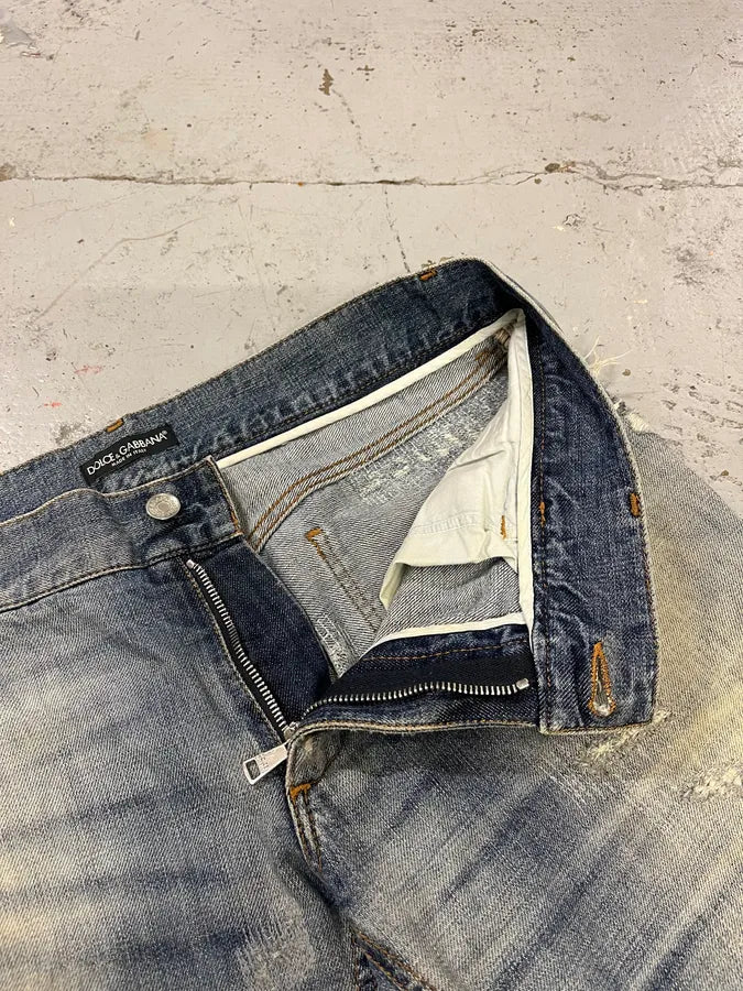 2000s Dolce & Gabbana Light Blue Denim Distressed Jeans gCwvIIV 9