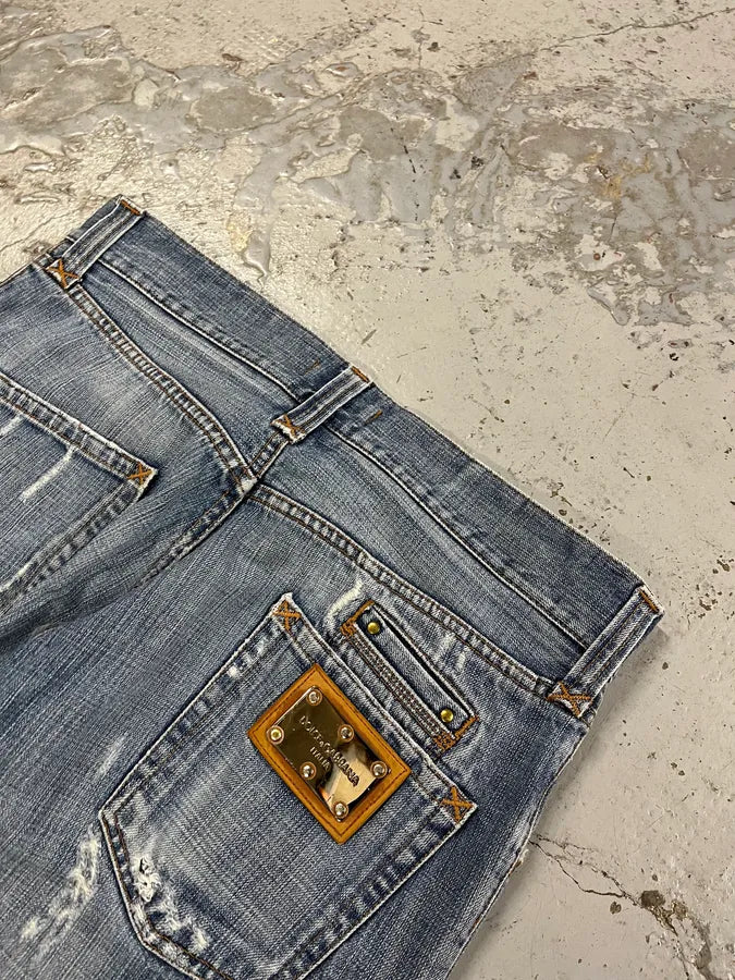 2000s Dolce & Gabbana Light Blue Denim Distressed Jeans goRWgYr 8