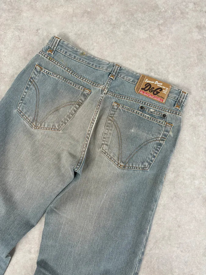 AW2003 Dolce & Gabbana Light Blue Faded Denim Jeans gkKRyZM 6
