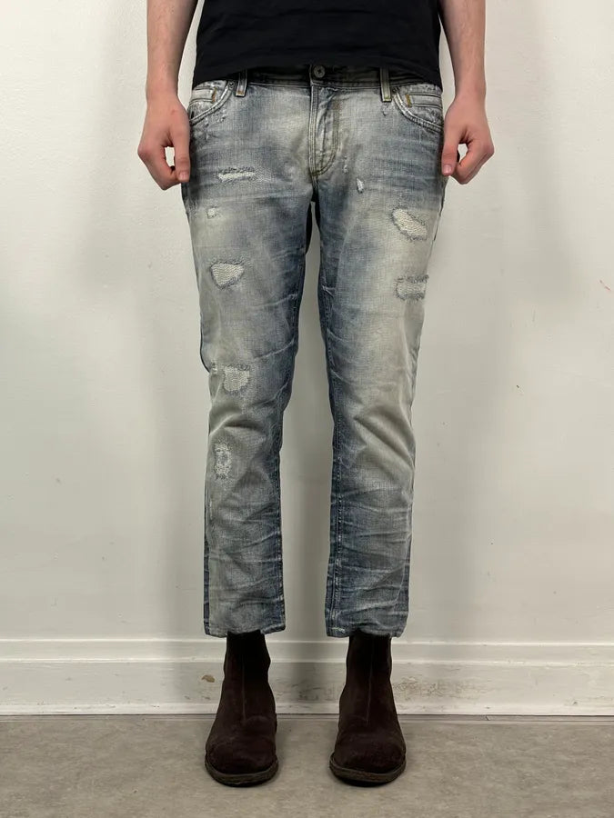 2000s Dolce & Gabbana Light Blue Denim Distressed Jeans TsSFVcc 2