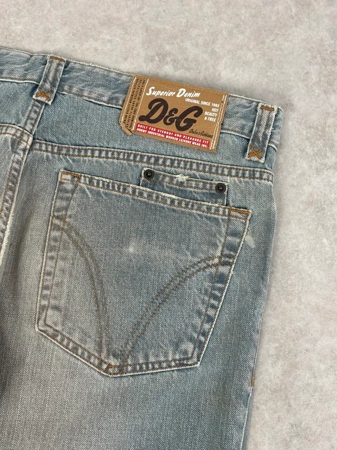AW2003 Dolce & Gabbana Light Blue Faded Denim Jeans gkKRyZM 7