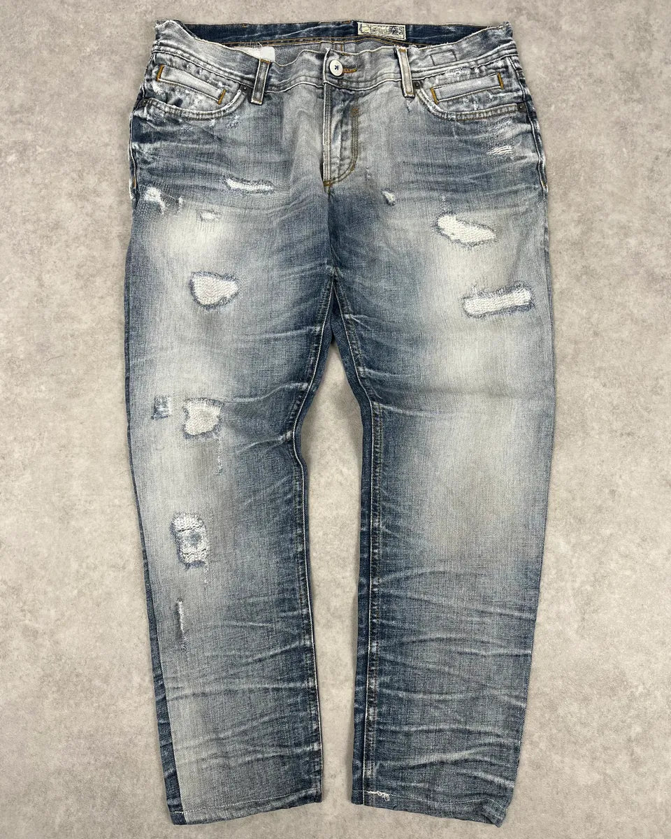 2000s Dolce & Gabbana Light Blue Denim Distressed Jeans TsSFVcc 0