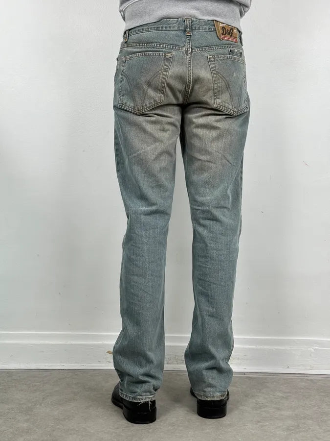 AW2003 Dolce & Gabbana Light Blue Faded Denim Jeans gkKRyZM 3