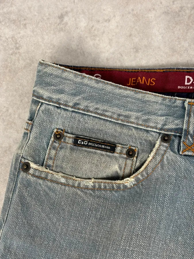 AW2003 Dolce & Gabbana Light Blue Faded Denim Jeans gkKRyZM 9