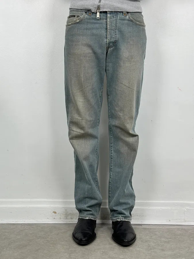 AW2003 Dolce & Gabbana Light Blue Faded Denim Jeans gkKRyZM 1