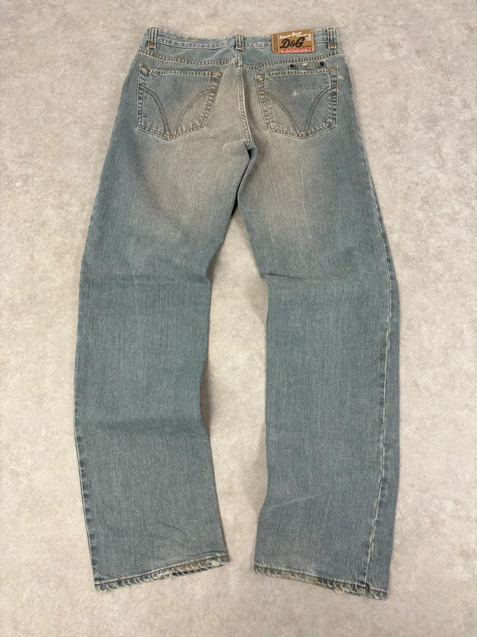 AW2003 Dolce & Gabbana Light Blue Faded Denim Jeans gkKRyZM 5