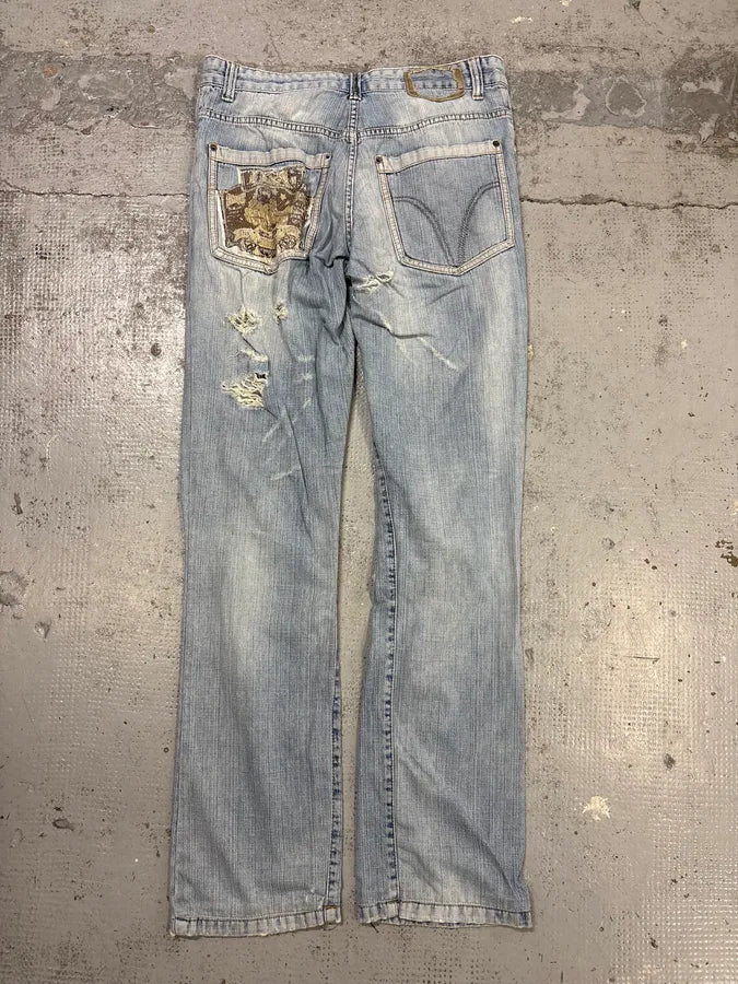 SS2006 Dolce & Gabbana Light Blue Denim Distressed Jeans nAZSMQn 3