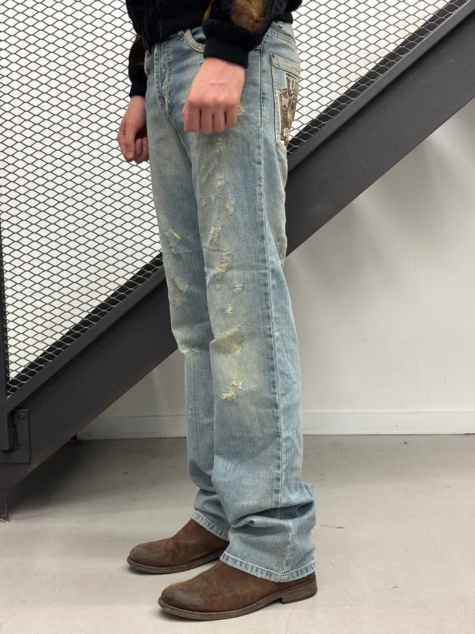 SS2006 Dolce & Gabbana Light Blue Denim Distressed Jeans nJLNJWU 3