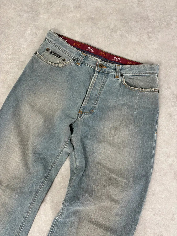 AW2003 Dolce & Gabbana Light Blue Faded Denim Jeans gkKRyZM 4