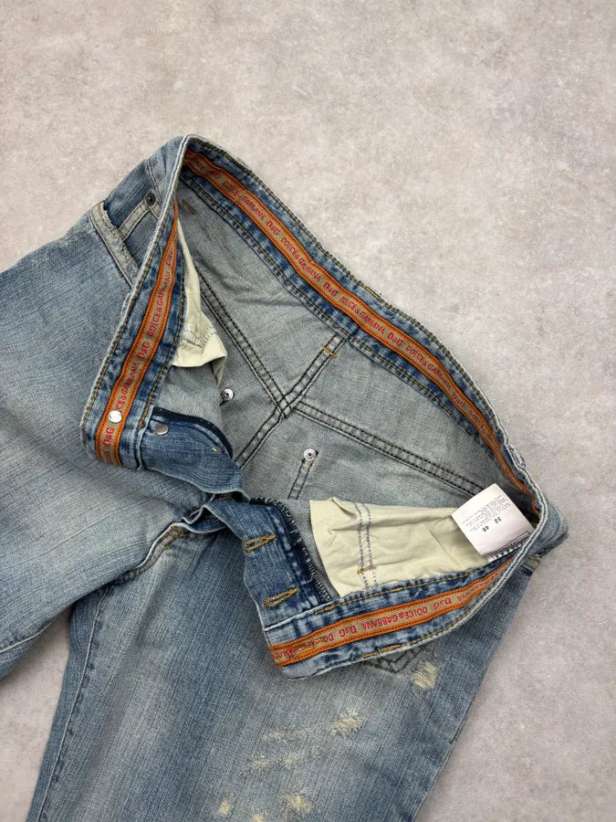 SS2006 Dolce & Gabbana Light Blue Denim Distressed Jeans nJLNJWU 9