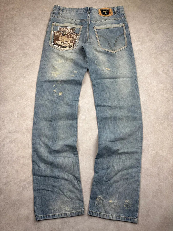 SS2006 Dolce & Gabbana Light Blue Denim Distressed Jeans nJLNJWU 0