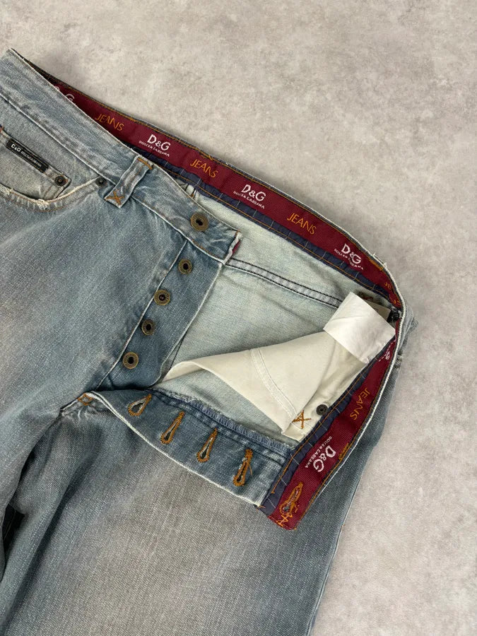 AW2003 Dolce & Gabbana Light Blue Faded Denim Jeans gkKRyZM 8