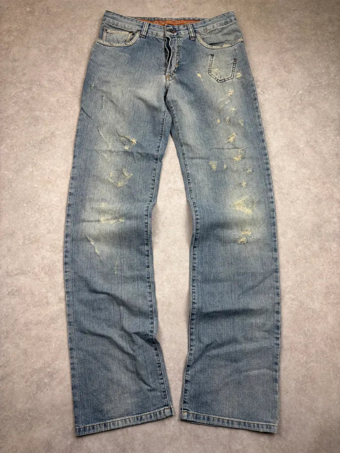 SS2006 Dolce & Gabbana Light Blue Denim Distressed Jeans nJLNJWU 1
