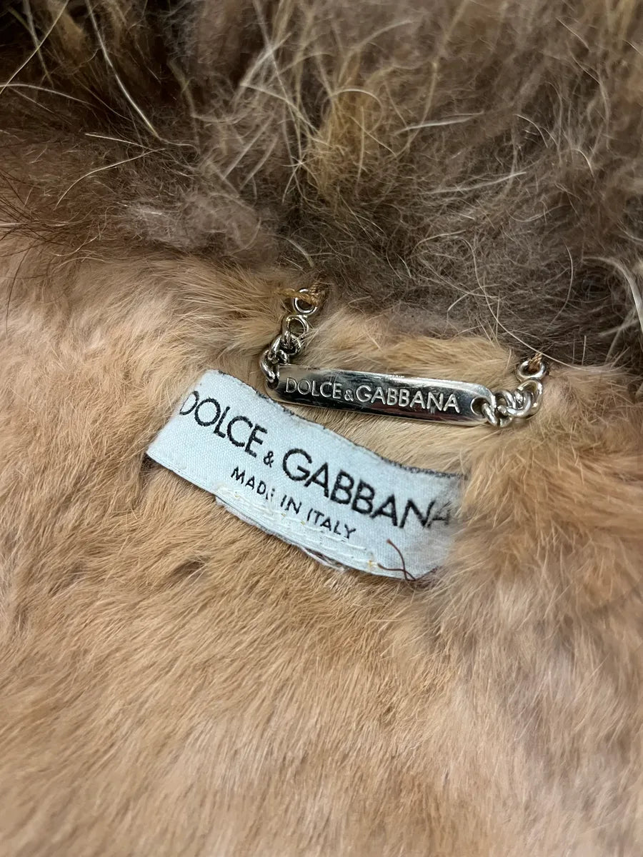 2000s Dolce & Gabbana Light Blue Denim Fur-Collar Distressed Denim Jacket OKpwHHs 8
