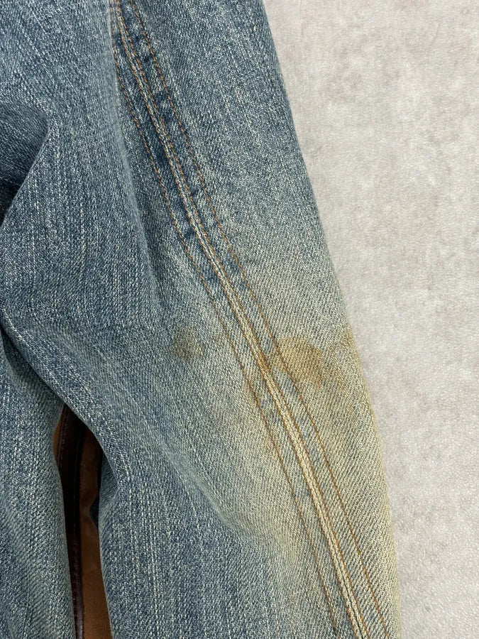 AW2005 Dolce & Gabbana Asymmetrical Zip Biker Leather & Blue Denim Jacket VmhlxnO 12