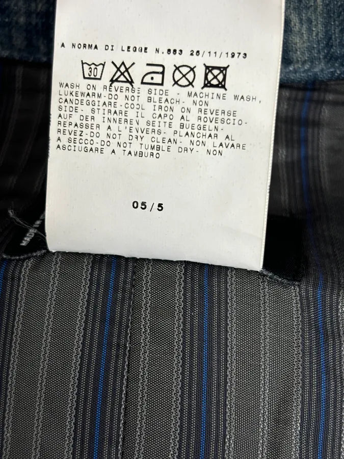 AW2005 Dolce & Gabbana Asymmetrical Zip Biker Leather & Blue Denim Jacket VmhlxnO 11