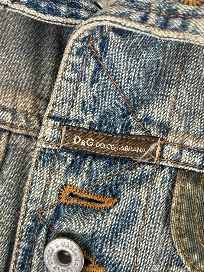 AW2003 Dolce & Gabbana Light Blue Denim Jacket  dXnaazs 7