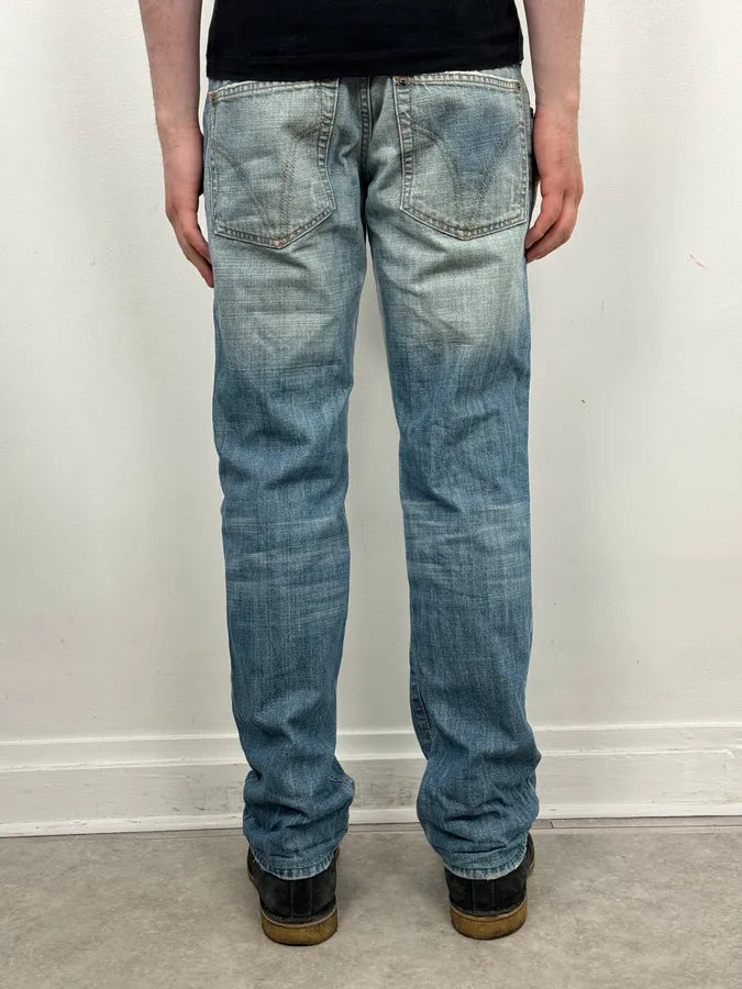 AW2003 Dolce & Gabbana Light Blue Distressed Double Waisted Jeans YKLibMY 3