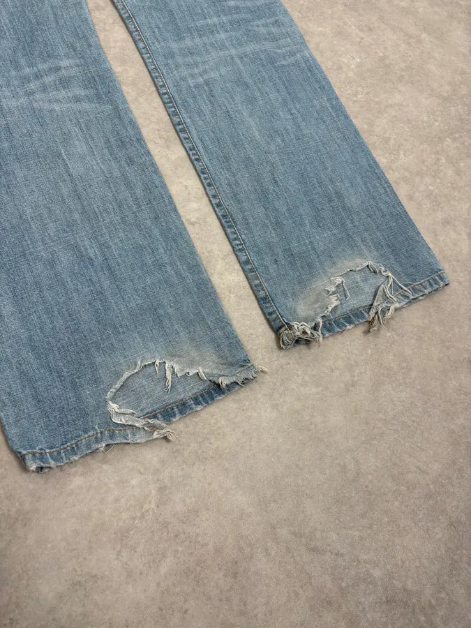 2000s Dolce & Gabbana Light Blue Faded Distressed Denim Jeans EDmDxKS 7