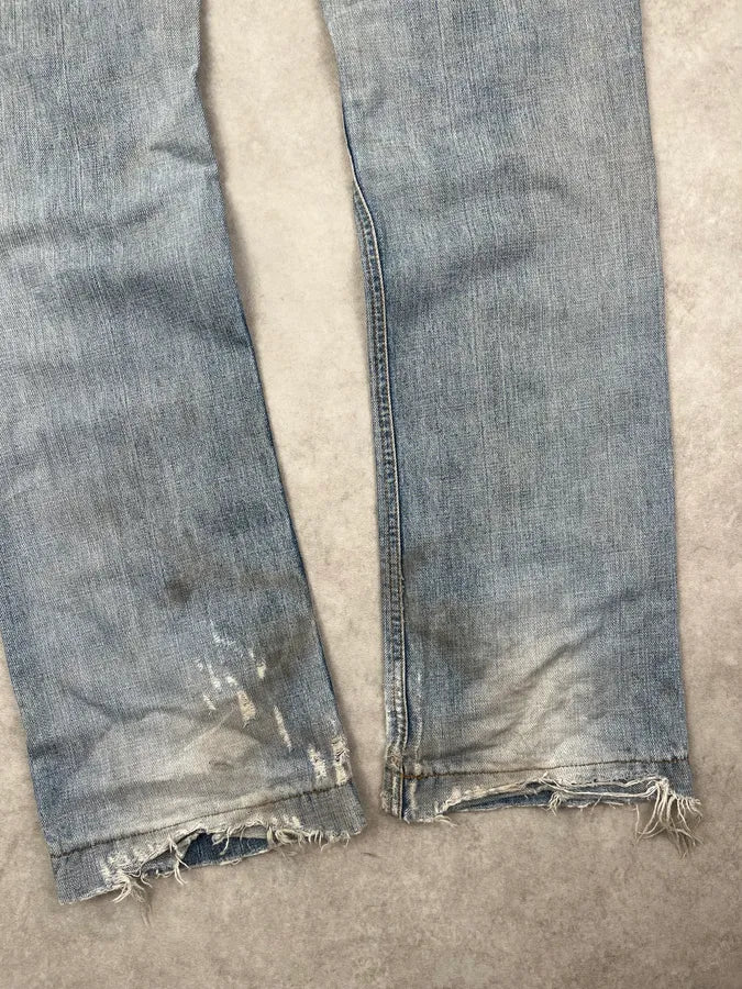 AW2005 Dolce & Gabbana Light Blue Patch Distressed Denim Jeans DceTRnx 12