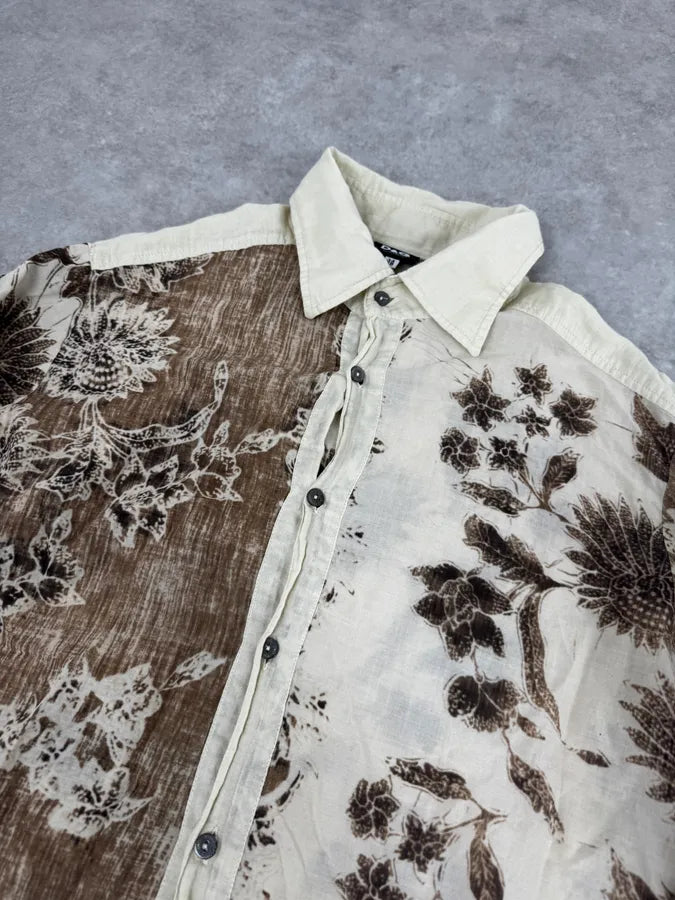 2000s Dolce & Gabbana Light Flowers Beige & Brown Shirt qJCjfsJ 4