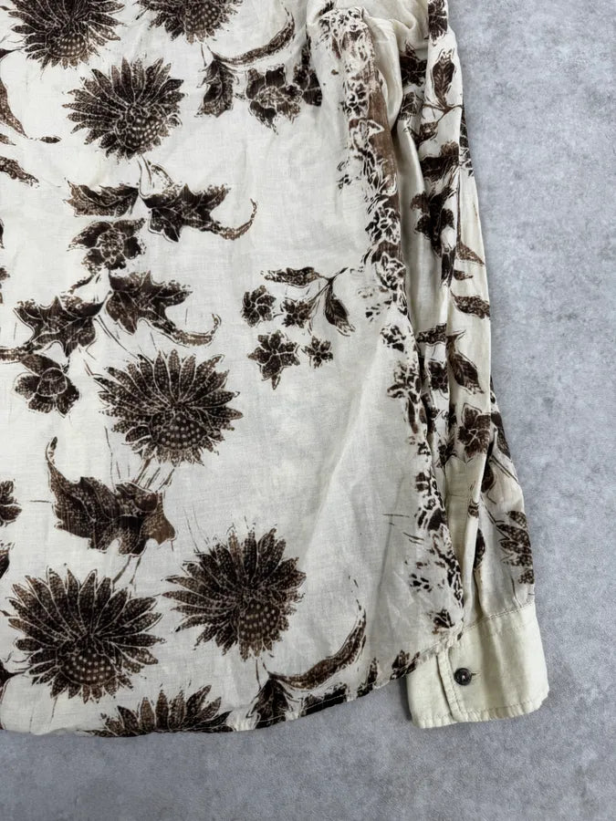 2000s Dolce & Gabbana Light Flowers Beige & Brown Shirt qJCjfsJ 7