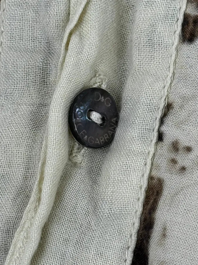 2000s Dolce & Gabbana Light Flowers Beige & Brown Shirt qJCjfsJ 8