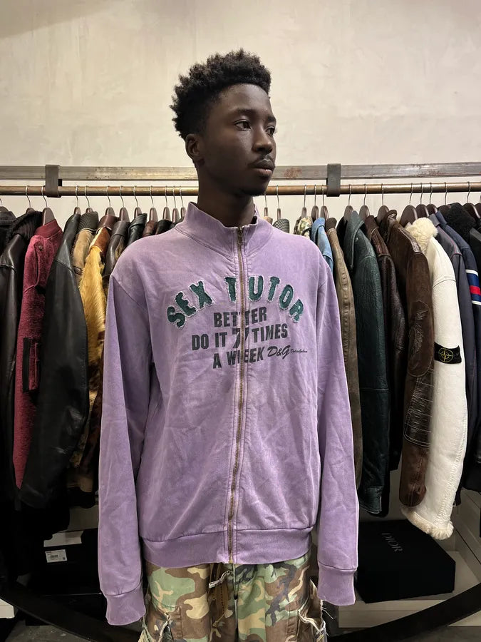 2000s Dolce & Gabbana Lila Purple Sex Tutor Zip-up Sweater ssaGjHt 0