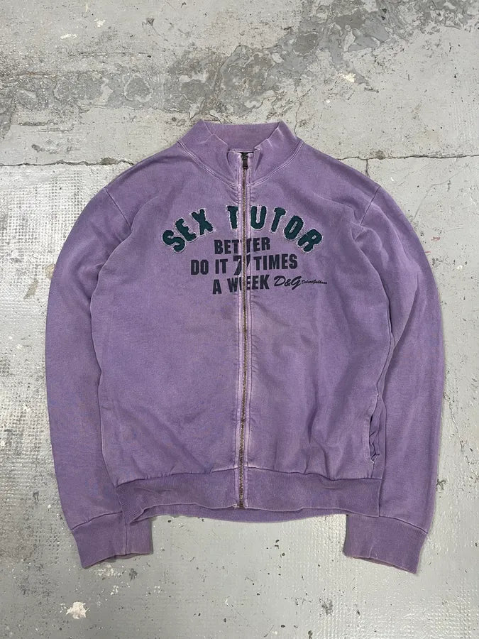 2000s Dolce & Gabbana Lila Purple Sex Tutor Zip-up Sweater – Dolce
