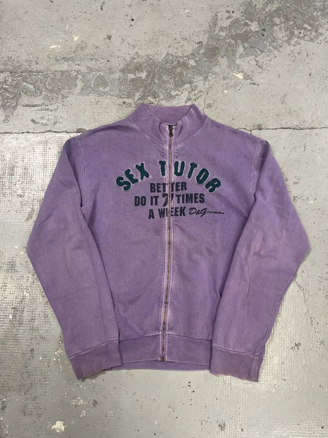 2000s Dolce & Gabbana Lila Purple Sex Tutor Zip-up Sweater ssaGjHt 2