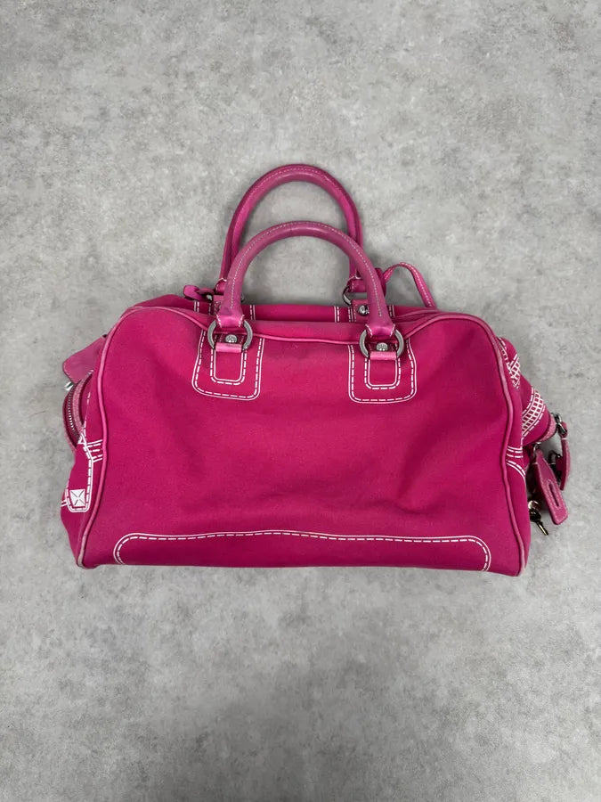 2000s Dolce & Gabbana Lily Trompe L’Oeil Zip Pink Handle Bag gWQaAVd 0