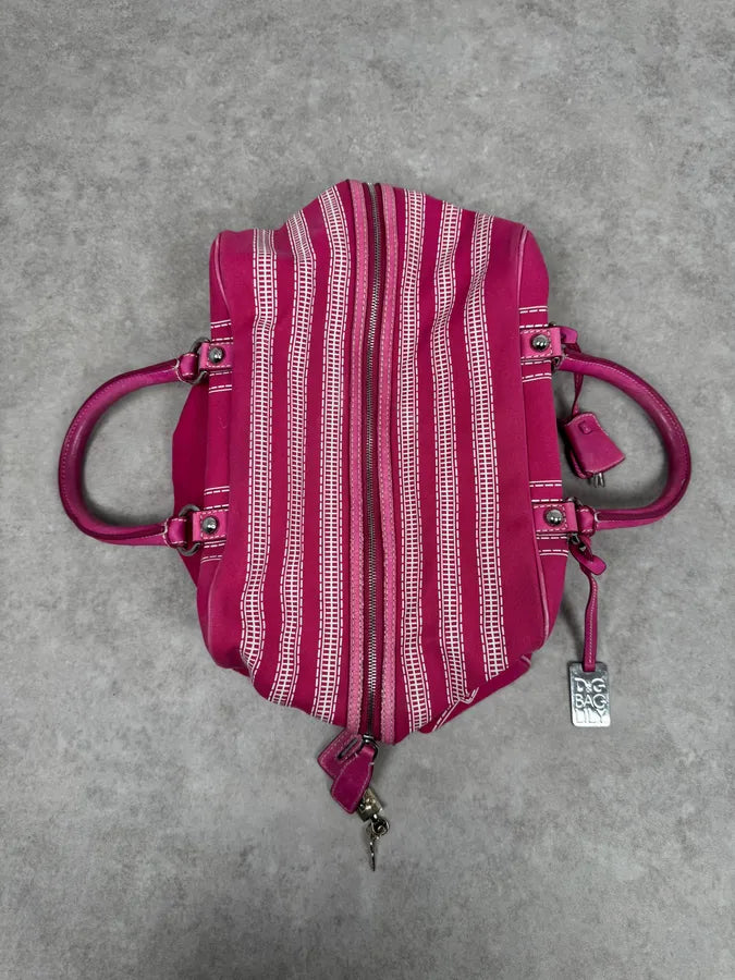 2000s Dolce & Gabbana Lily Trompe L’Oeil Zip Pink Handle Bag gWQaAVd 1