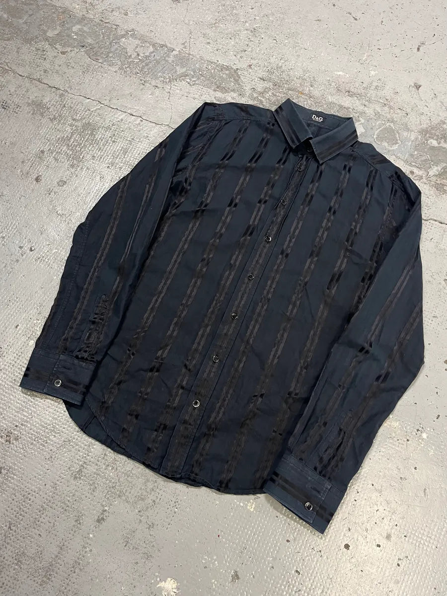 2000s Dolce & Gabbana Lined Mafia Navy Shirt NFWmDhs 3