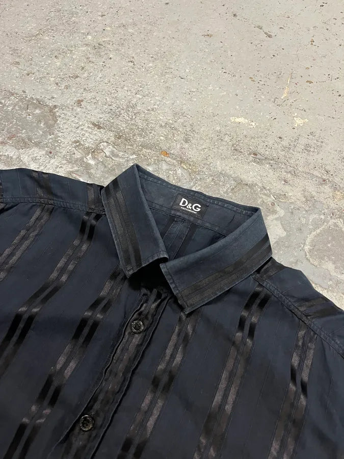 2000s Dolce & Gabbana Lined Mafia Navy Shirt NFWmDhs 4
