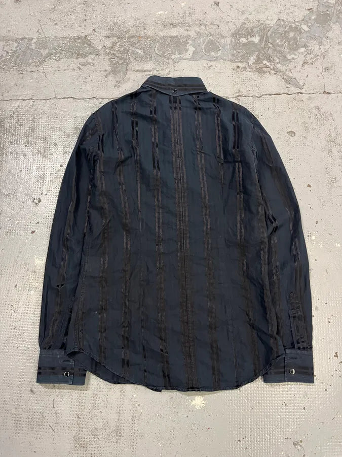 2000s Dolce & Gabbana Lined Mafia Navy Shirt NFWmDhs 6