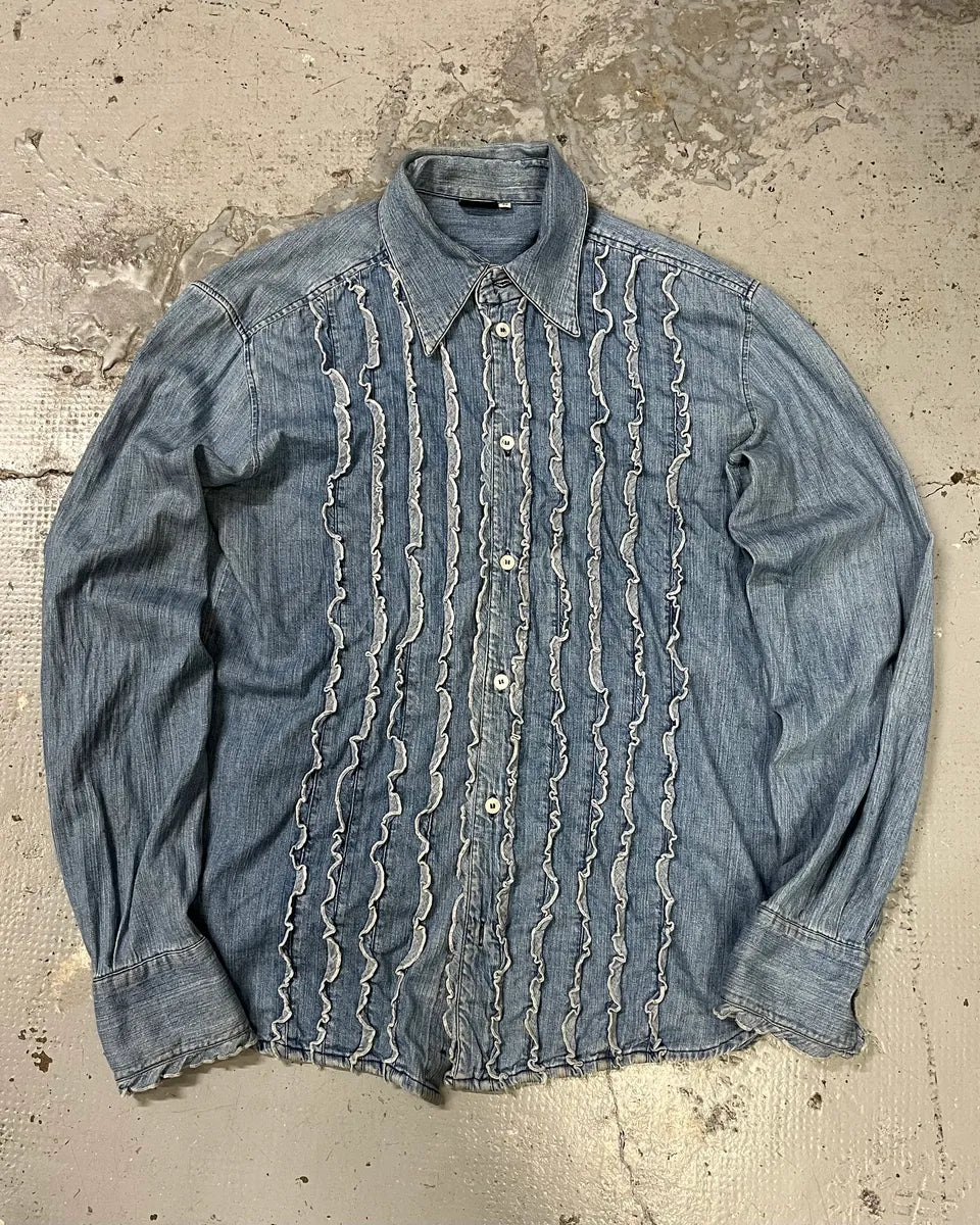 2000s Dolce & Gabbana Lines Blue Denim Shirt LTCKSAd 2
