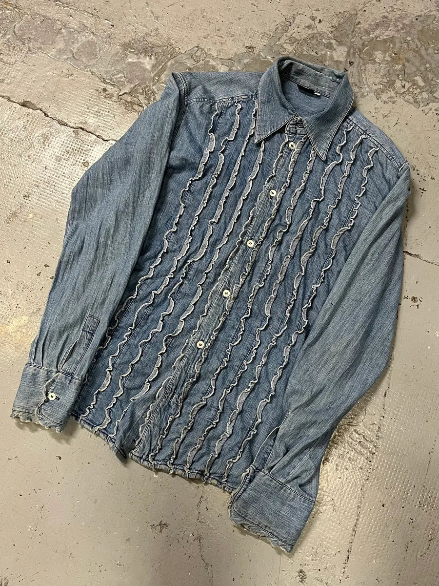 2000s Dolce & Gabbana Lines Blue Denim Shirt LTCKSAd 3