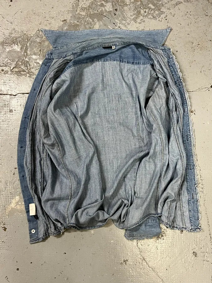 2000s Dolce & Gabbana Lines Blue Denim Shirt LTCKSAd 6