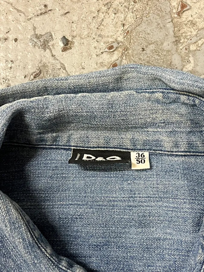 2000s Dolce & Gabbana Lines Blue Denim Shirt LTCKSAd 8