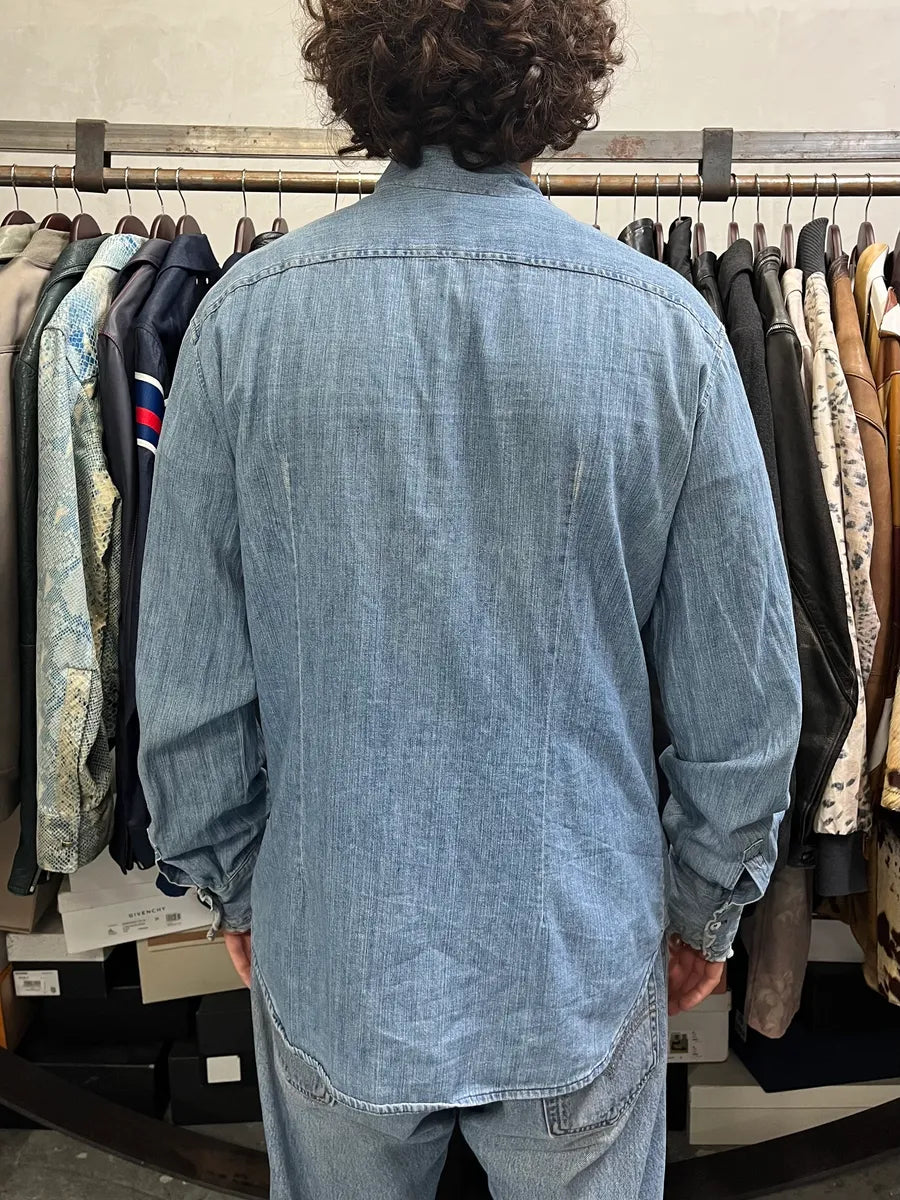 2000s Dolce & Gabbana Lines Blue Denim Shirt LTCKSAd 1