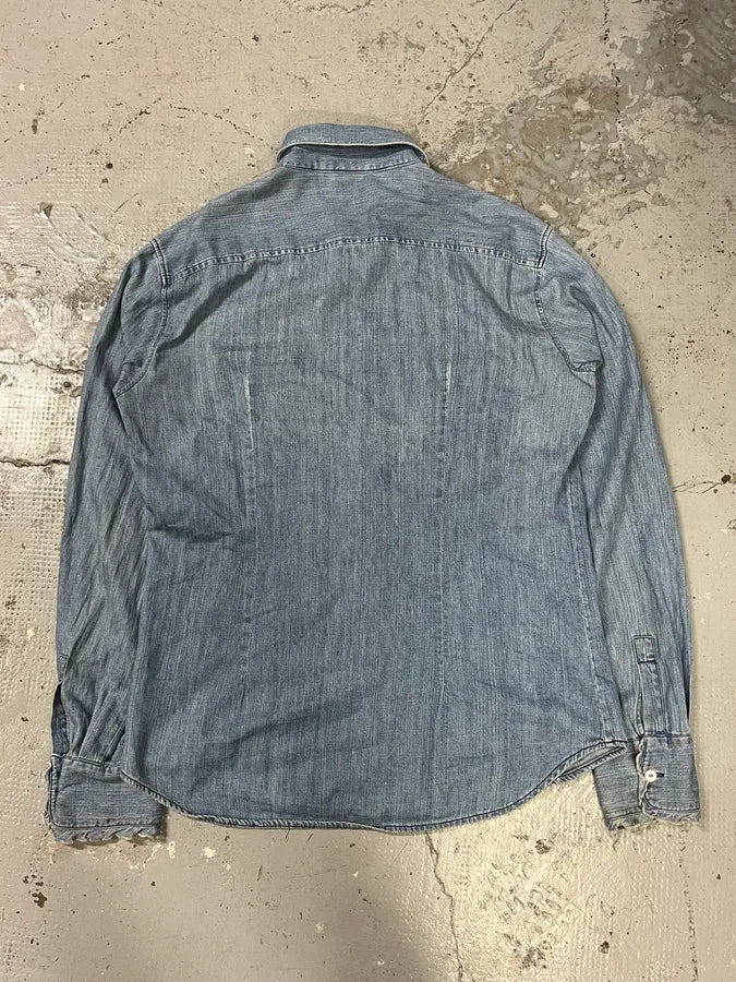 2000s Dolce & Gabbana Lines Blue Denim Shirt LTCKSAd 5