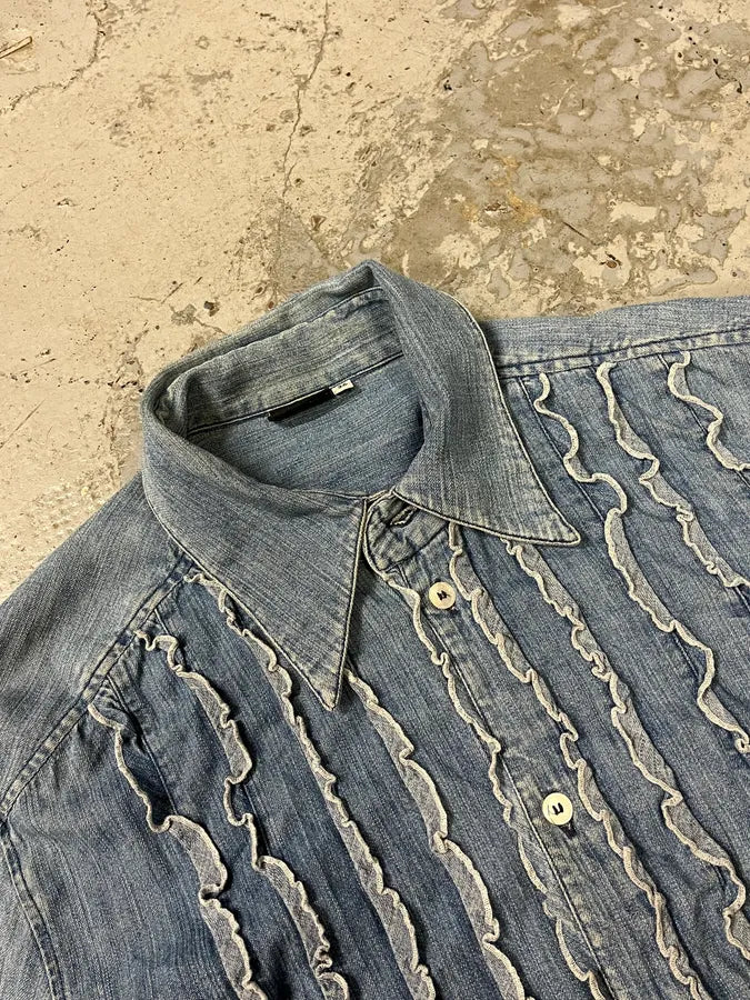 2000s Dolce & Gabbana Lines Blue Denim Shirt LTCKSAd 4