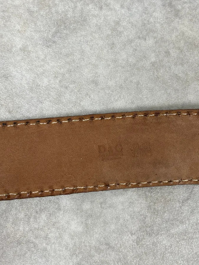 2000s Dolce & Gabbana Lock Buckle White Leather Belt lZTPQpb 7